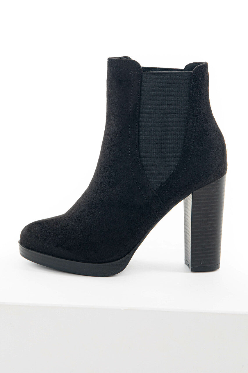 Black High Heel Booties with Side Panel