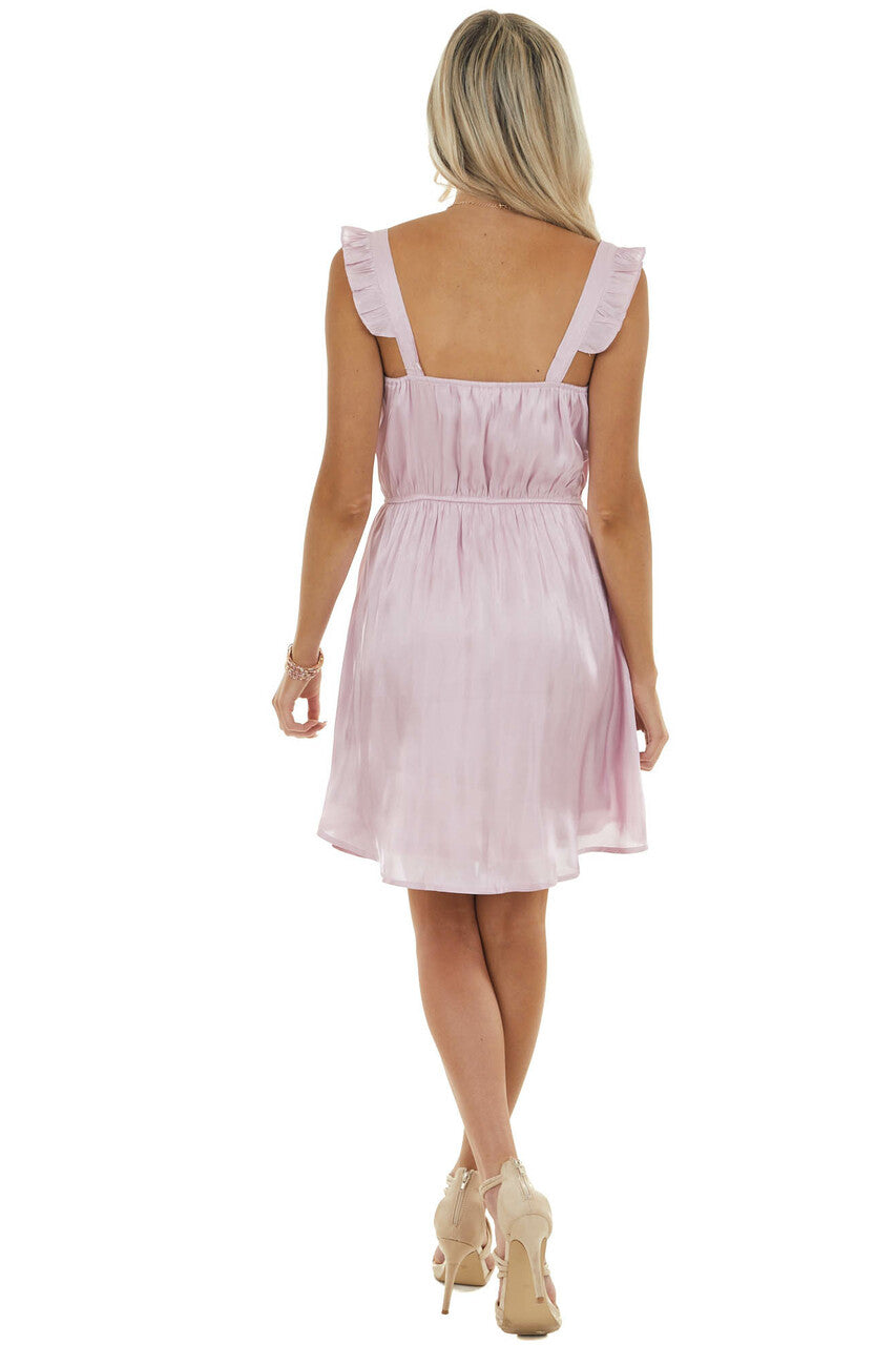 Cherry Blossom Satin Woven Blouson Dress with Frill Details