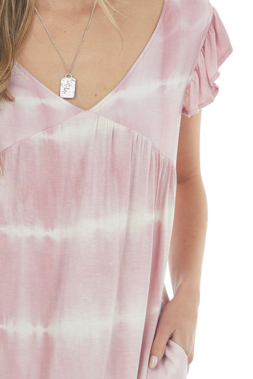 Dusty Blush Tie Dye Babydoll Short Dress