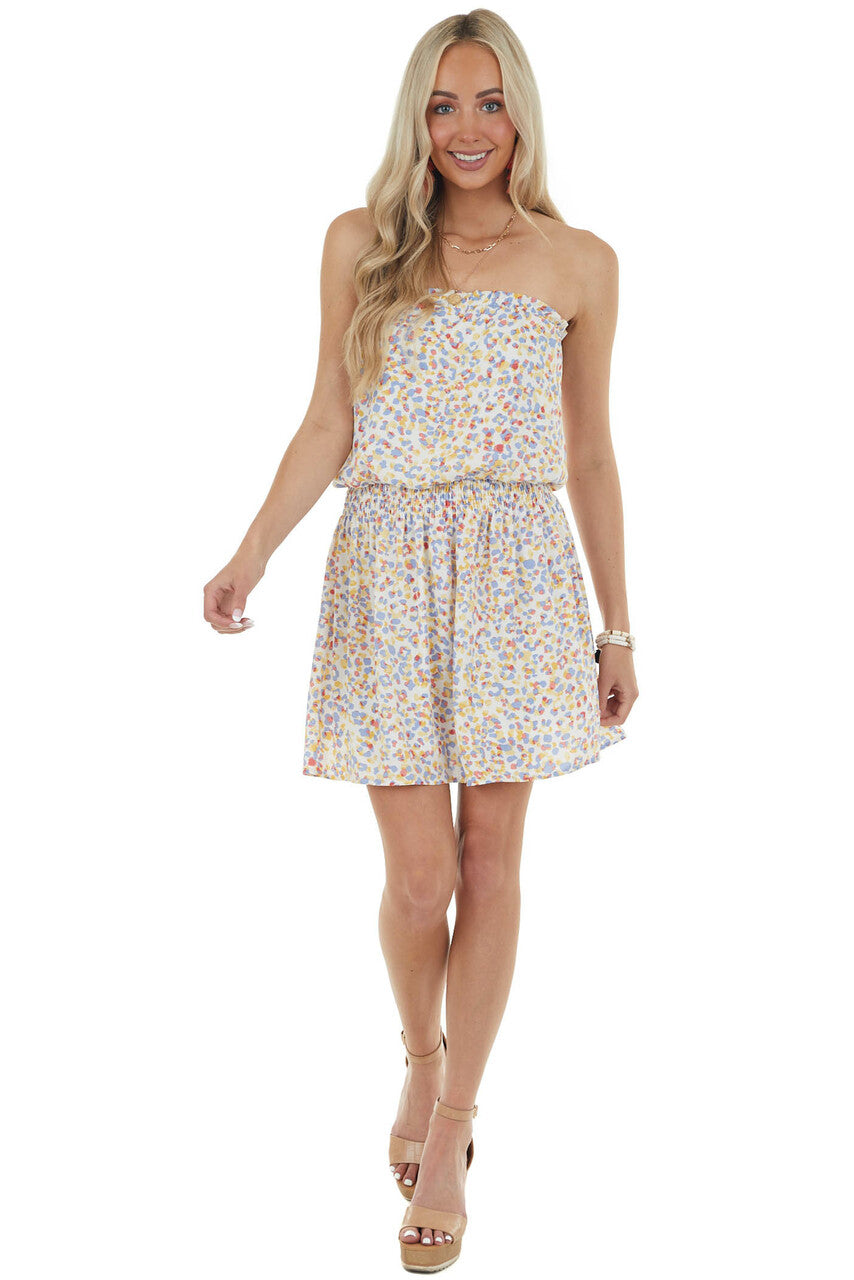 Amber Leopard Print Strapless Mini Dress 