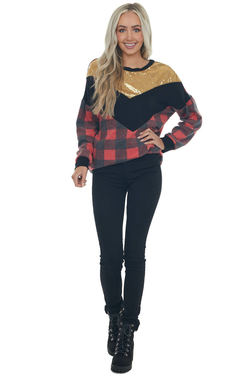 Black Chevron Colorblock Dolman Sleeve Top