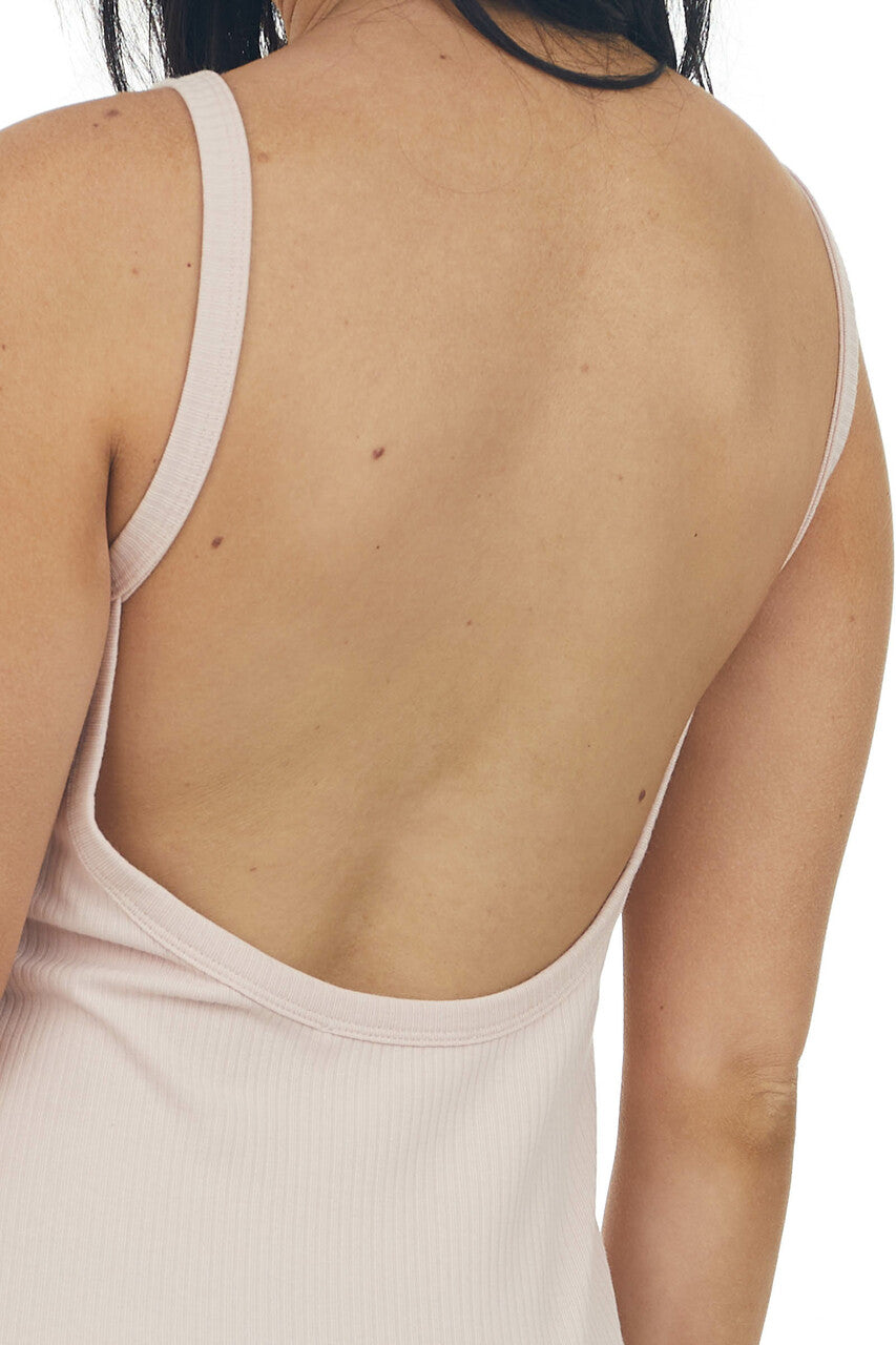 Pastel Pink Bodycon Mini Dress with Scoop Back