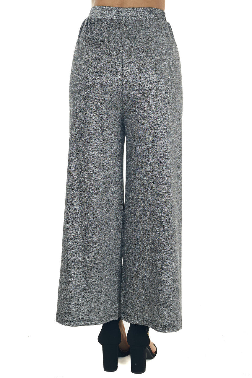 Black and Silver Stretchy Flowy Capri Pants