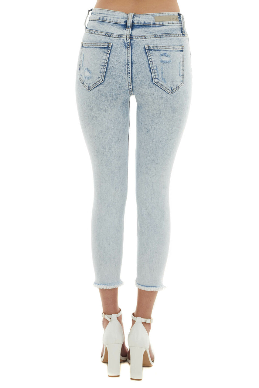 Light Acid Wash High Rise Cropped Skinny Jeans