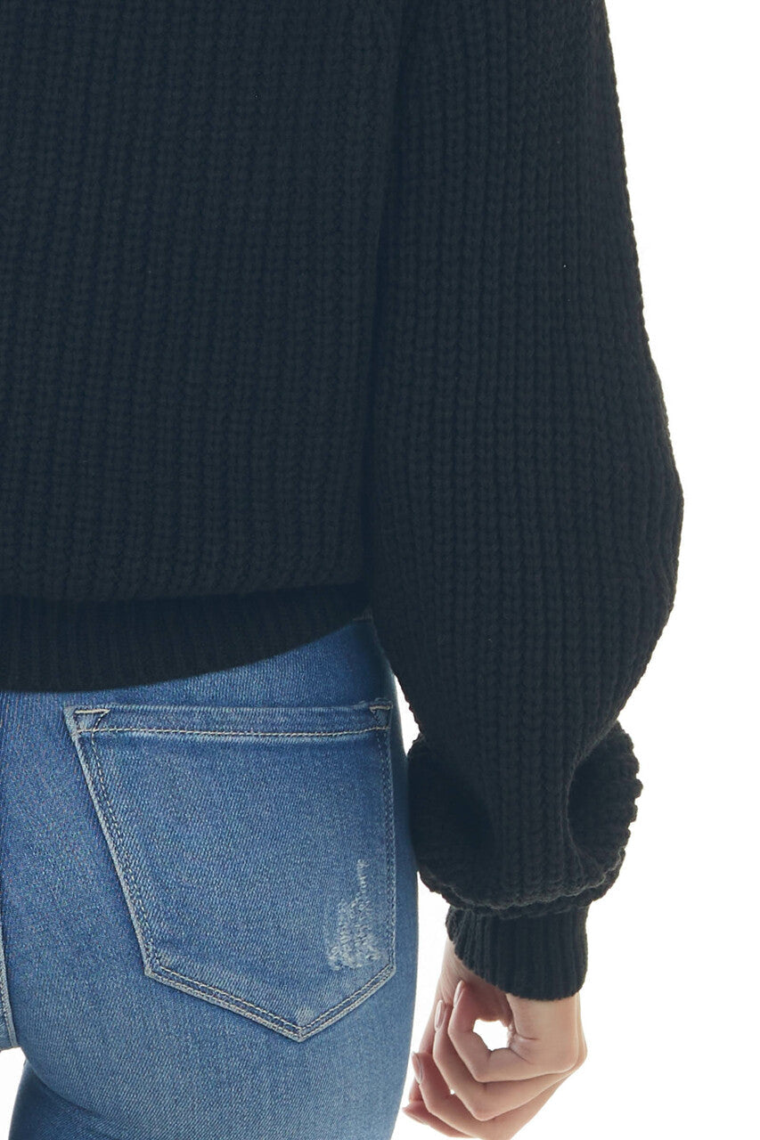 Black Raglan Sleeve Slight Crop Sweater