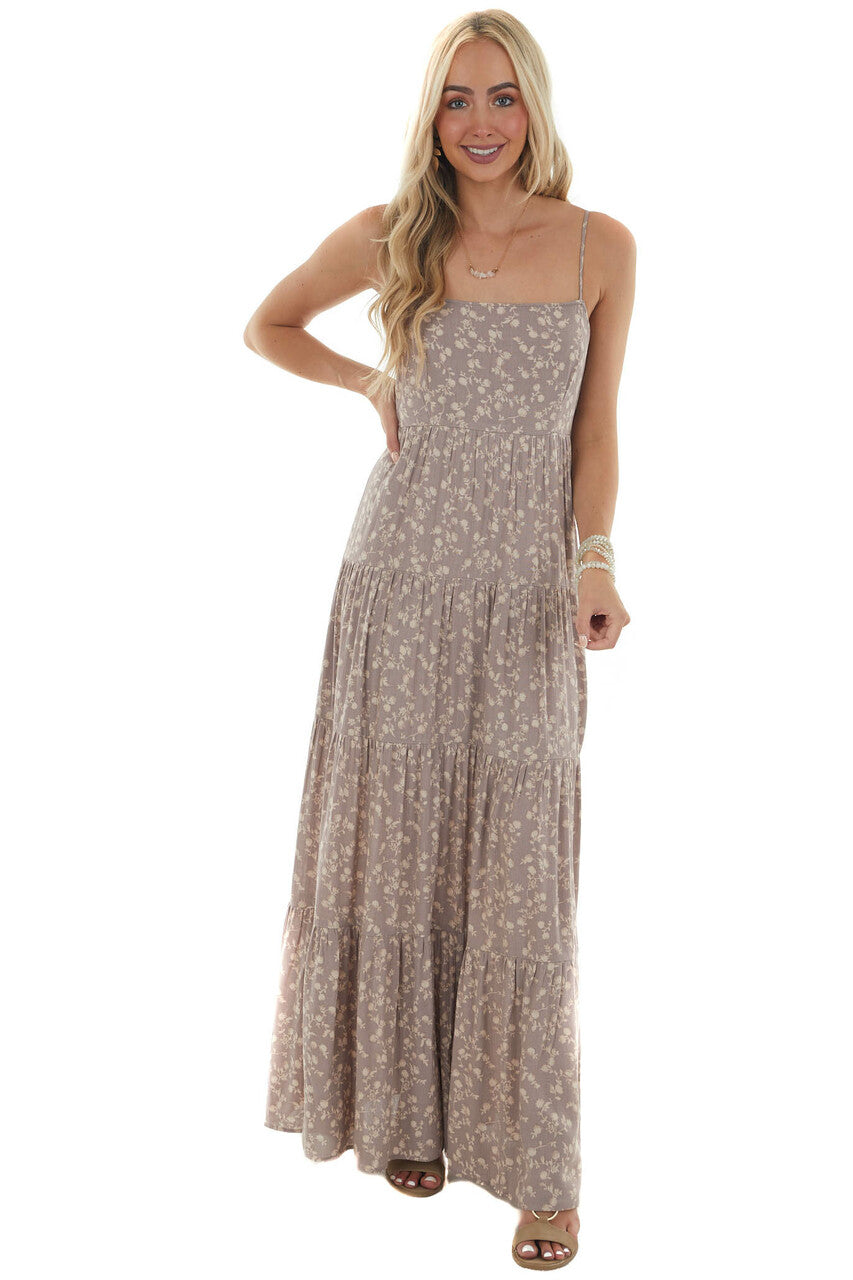 Lavender Ditsy Floral Sleeveless Maxi Dress