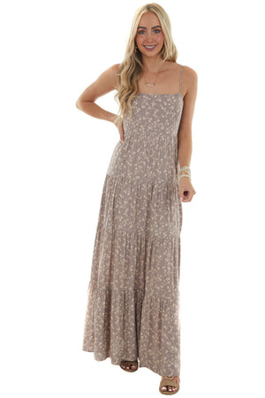 Lavender Ditsy Floral Sleeveless Maxi Dress