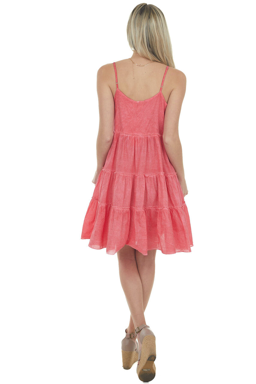 Raspberry Mineral Wash Sweetheart Neck Dress