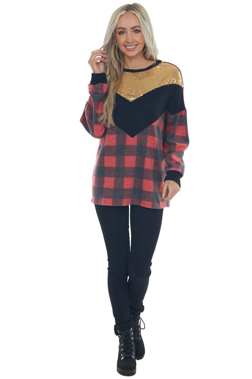 Black Chevron Colorblock Dolman Sleeve Top