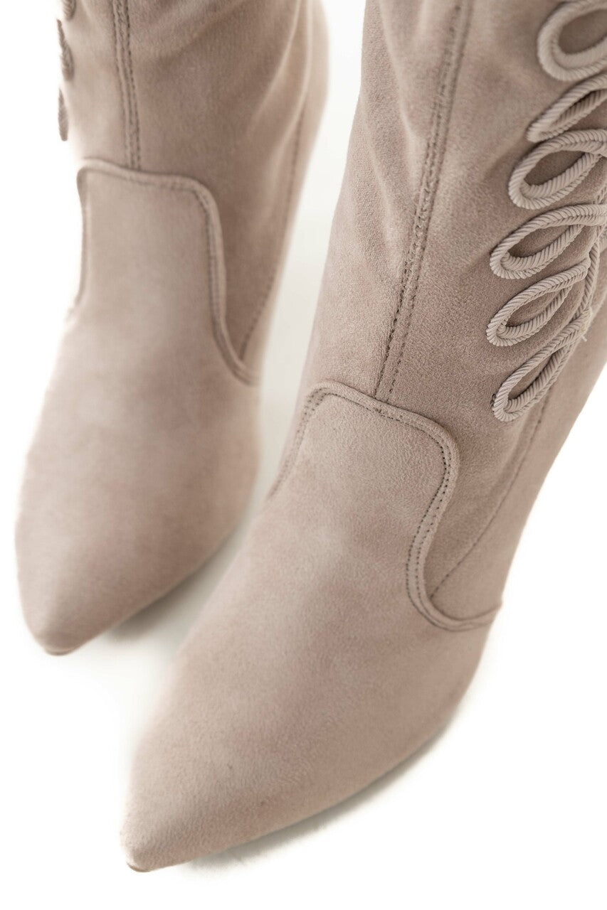 Faded Tea Rose Heel Boots with Braided Detail