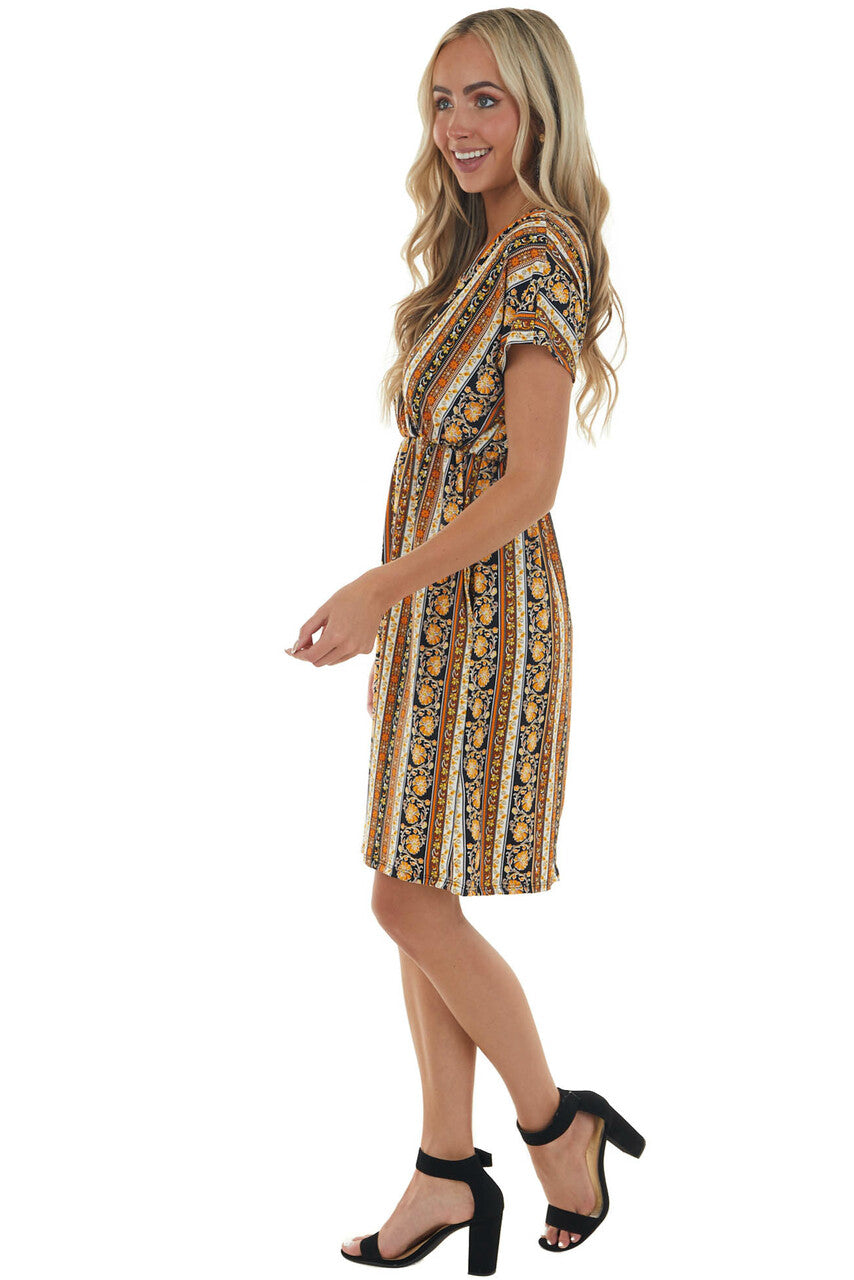 Mango and Black Striped Print Short Dress