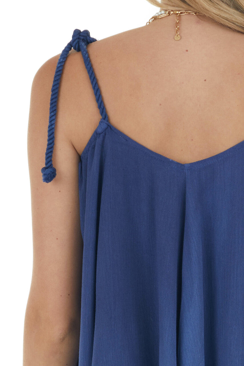 Navy Ombre Print Sleeveless Dress 