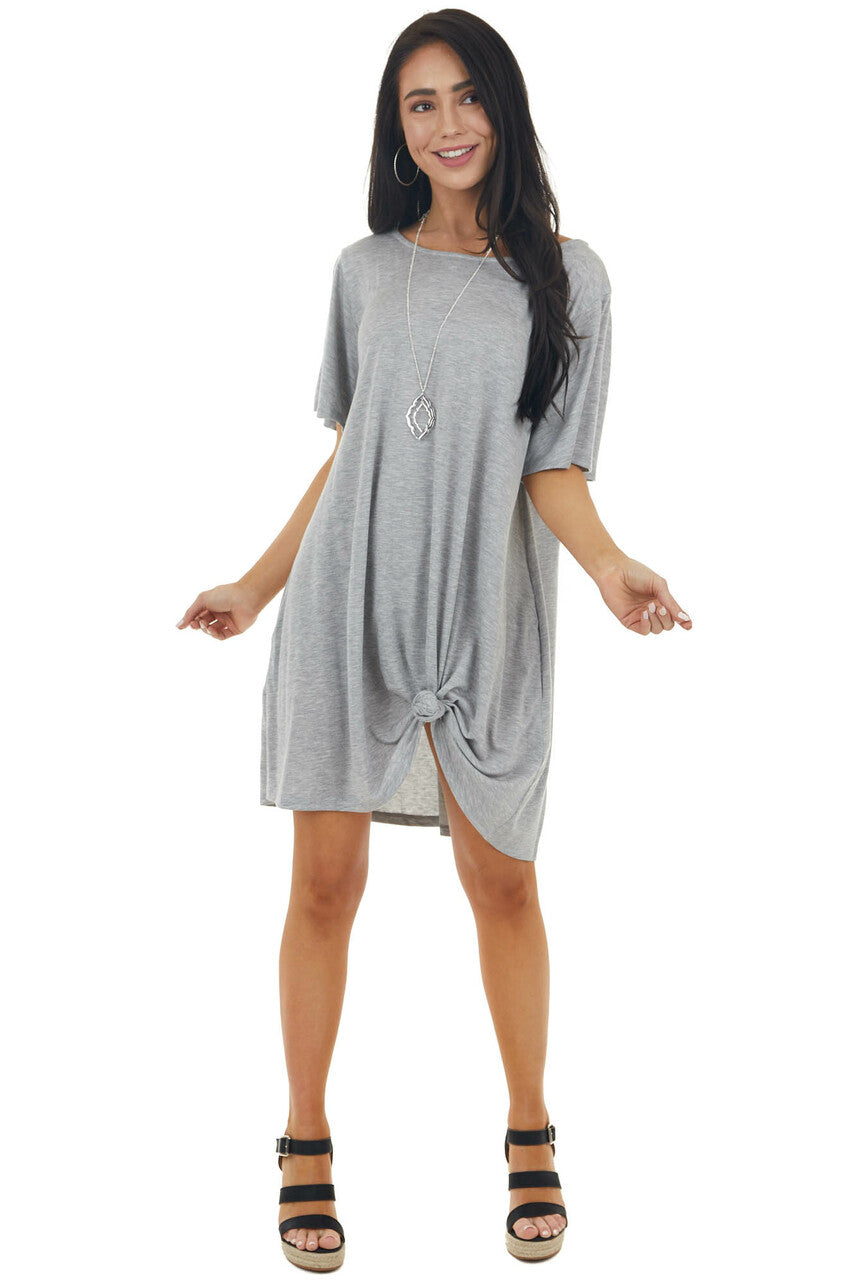 Heather Grey Short Dress with Criss Cross Back Detail 