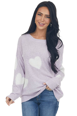 Lavender Heart and Lightning Light Sweater 