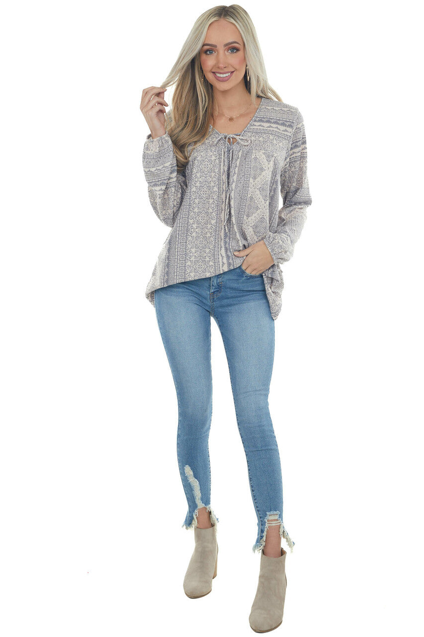 Blush and Stone Multiprint Long Sleeve Top