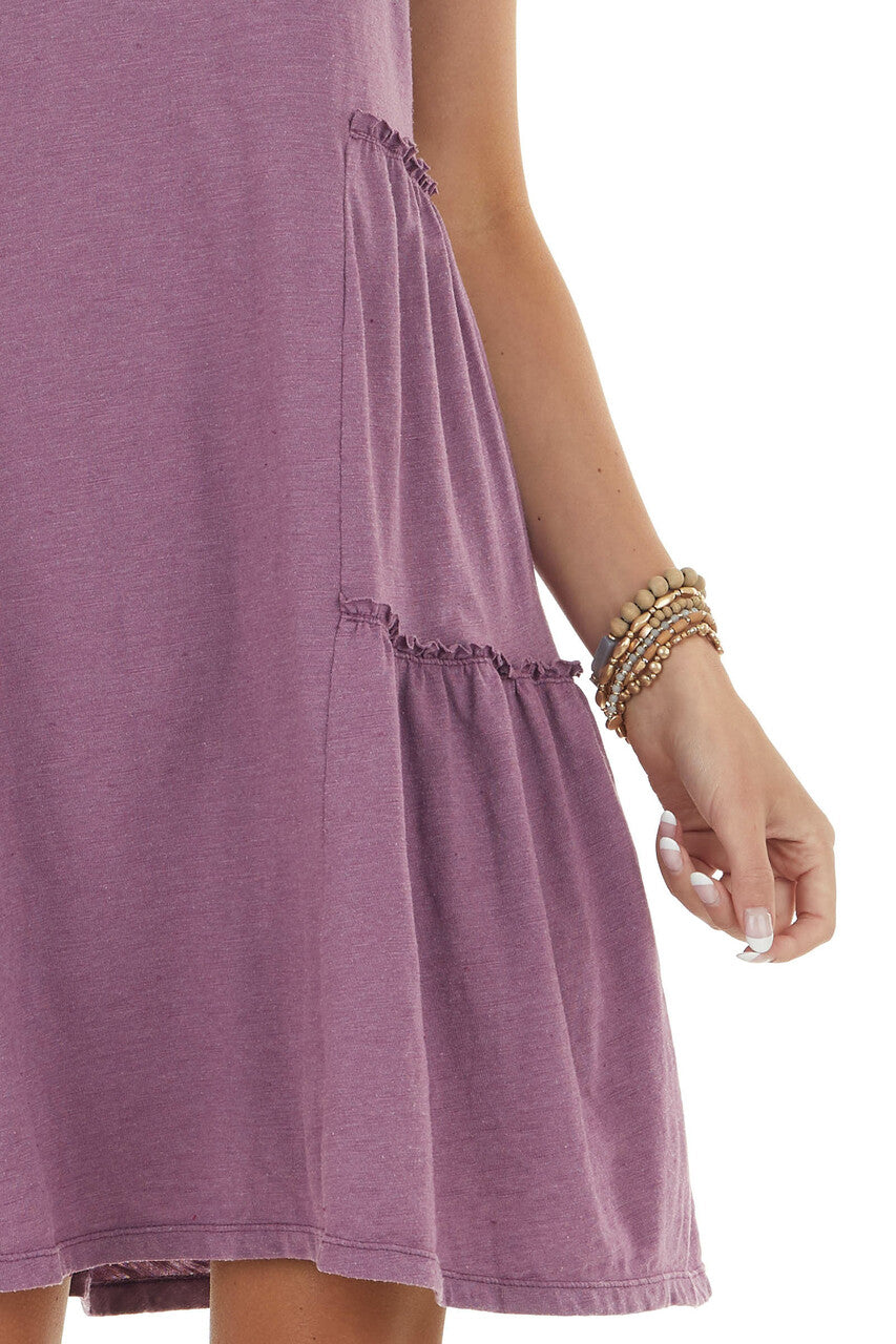 Boysenberry Sleeveless Tiered Short Dress