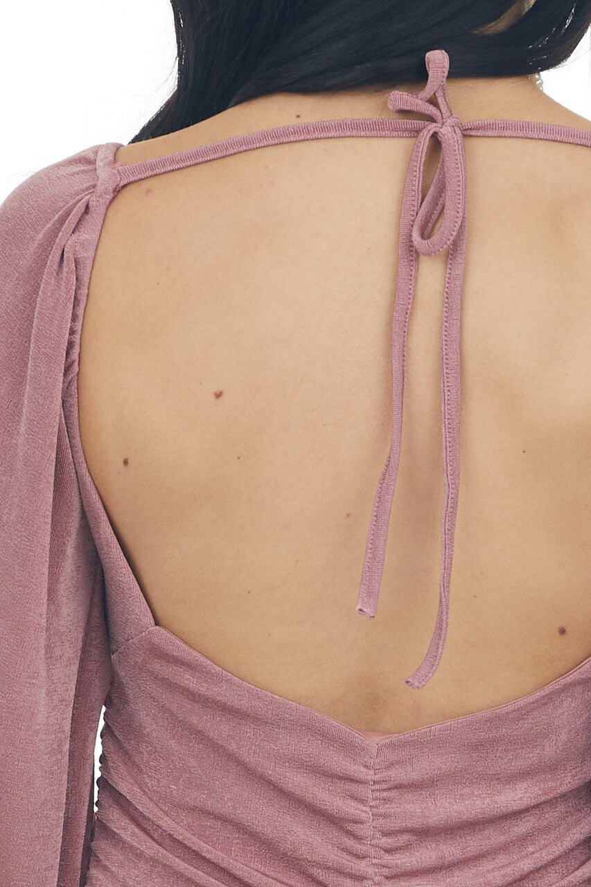 Dusty Rose Ruched Bodycon Mini Dress