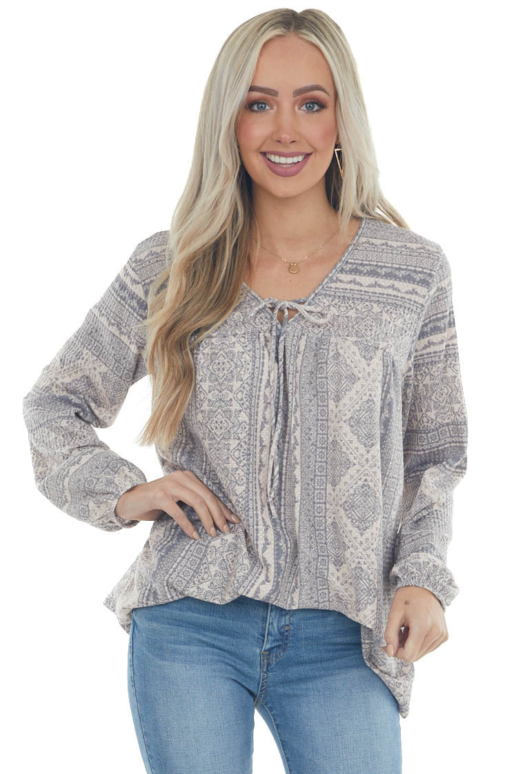 Blush and Stone Multiprint Long Sleeve Top