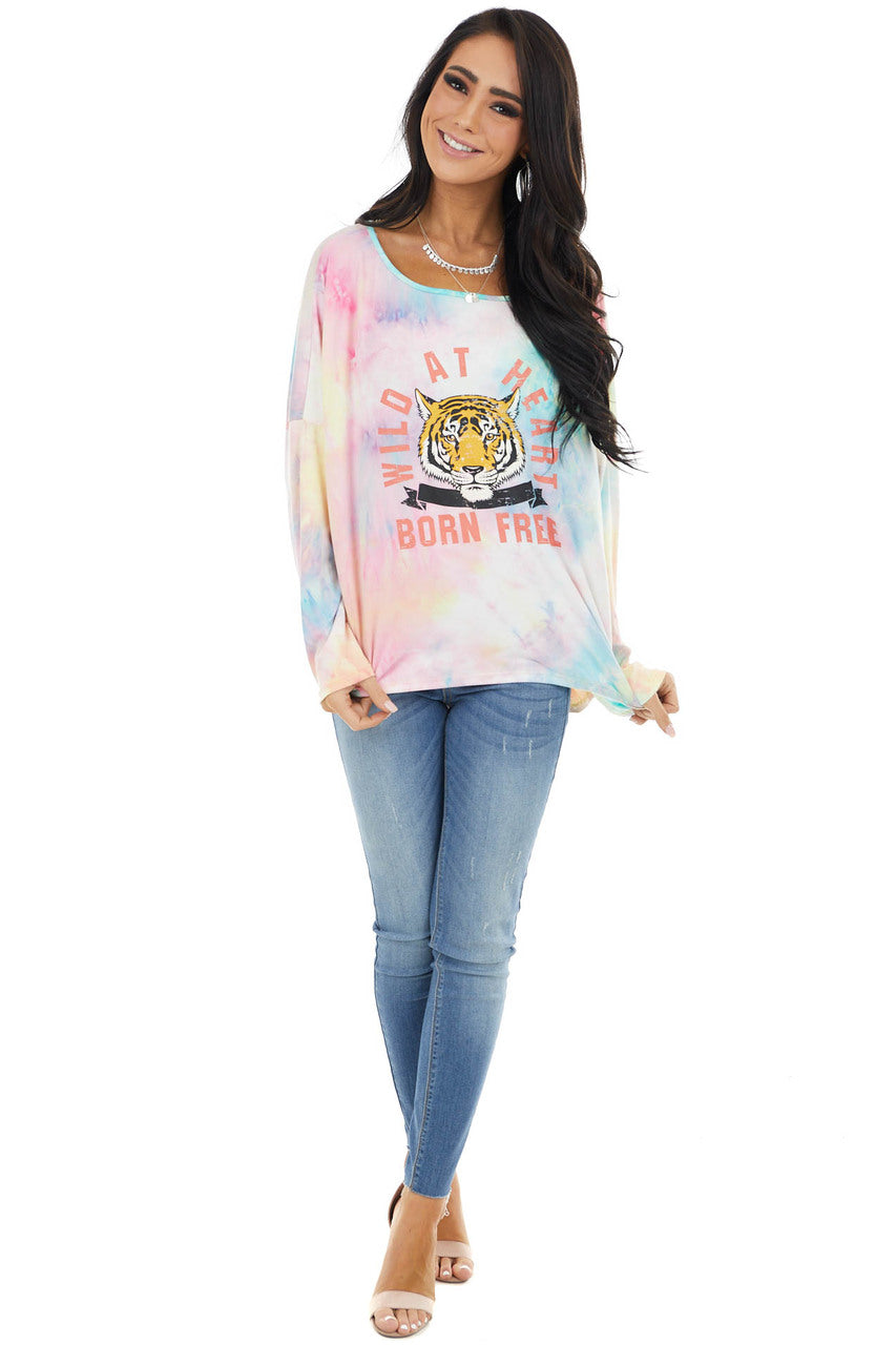 Multicolor Tie Dye 'Wild at Heart Born Free' Graphic Top 