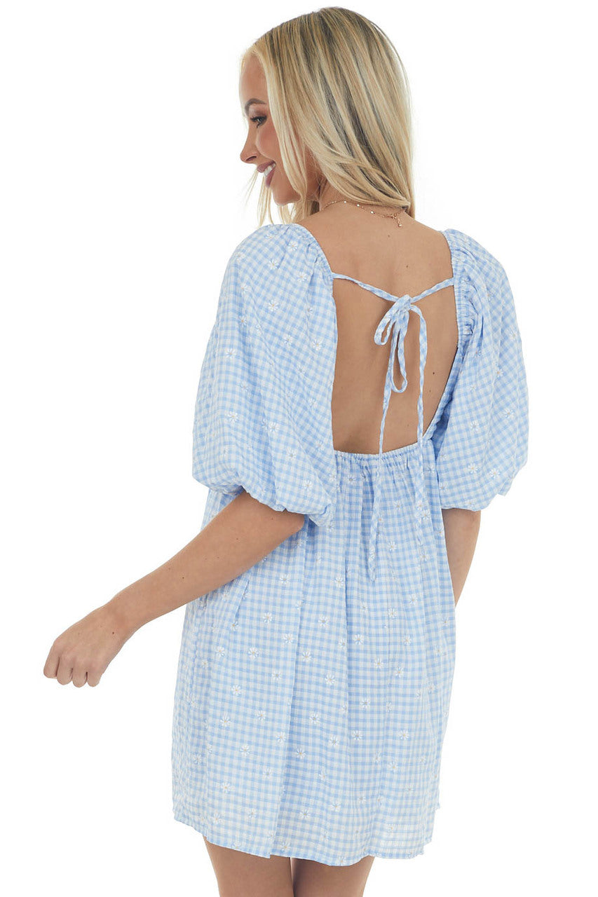 Cornflower Gingham Ditsy Floral Babydoll Dress