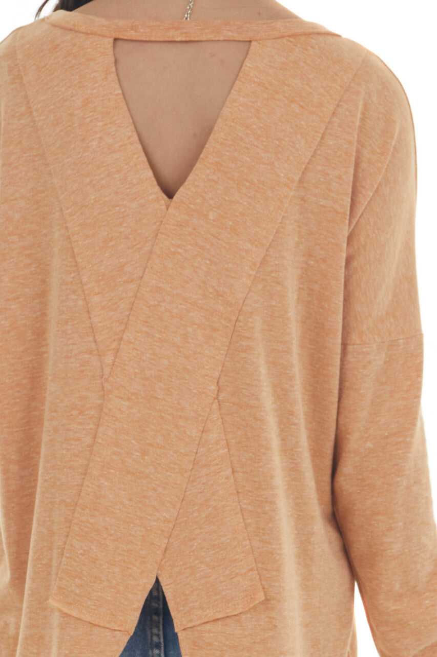 Heathered Pumpkin Criss Cross Back Cut Out Top