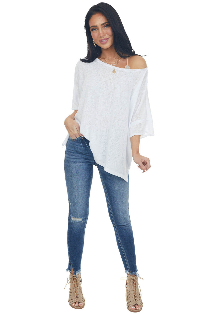 Melange Off White Short Dolman Sleeve Knit Top 