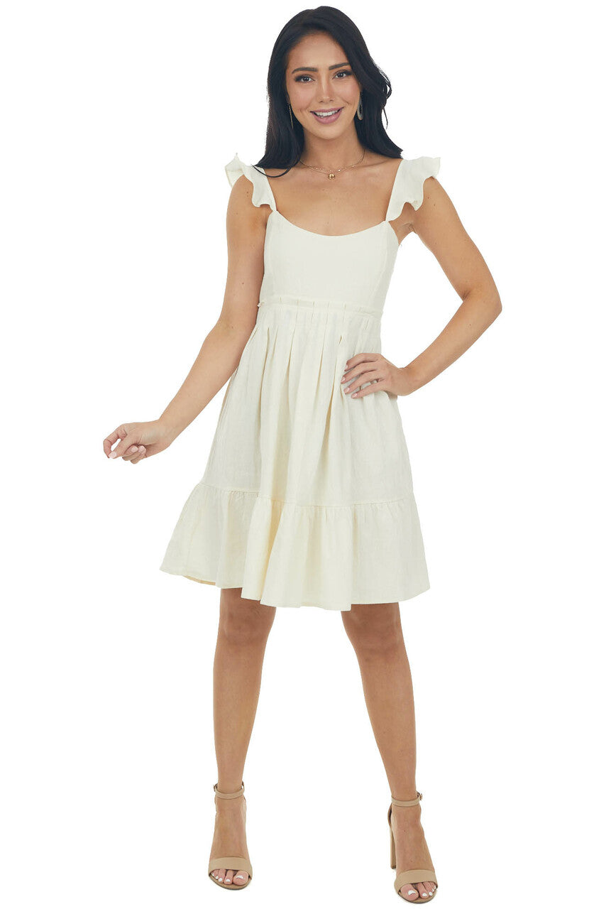 Rich Cream Babydoll Tiered Sleeveless Dress