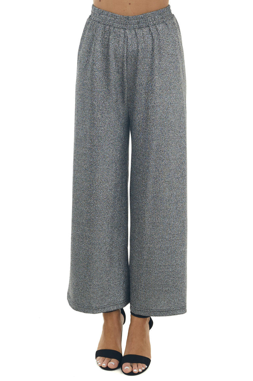 Black and Silver Stretchy Flowy Capri Pants