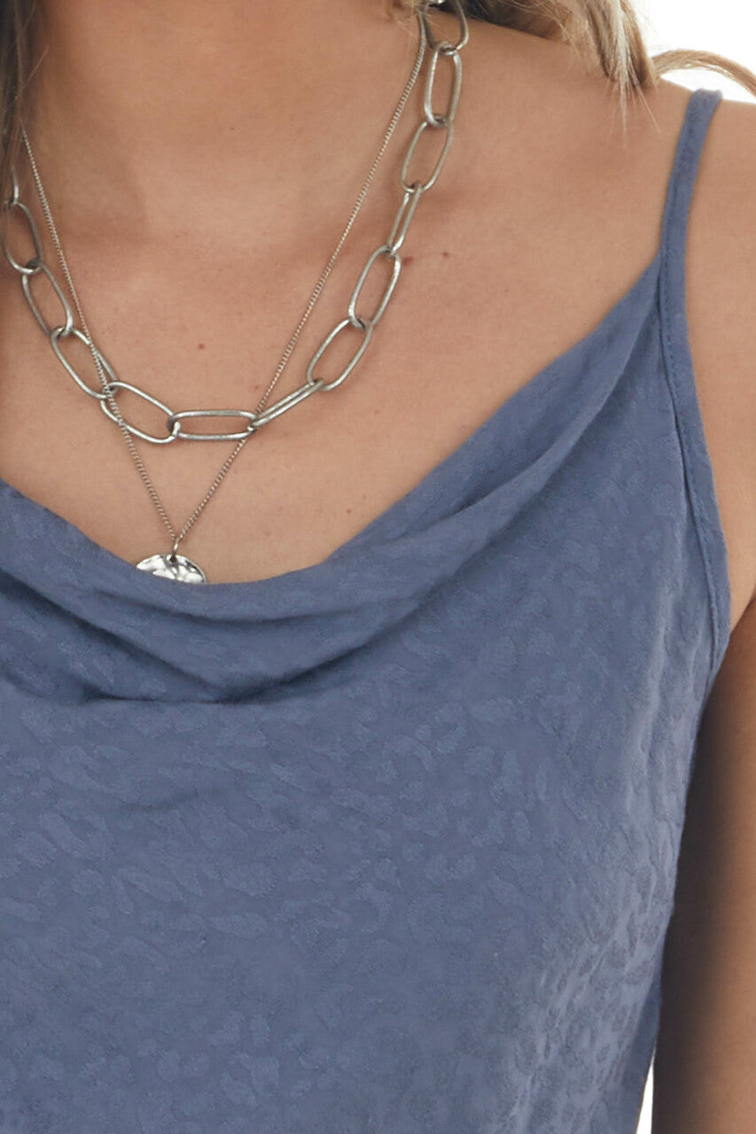 Stormy Leopard Draped Neck Handkerchief Cami