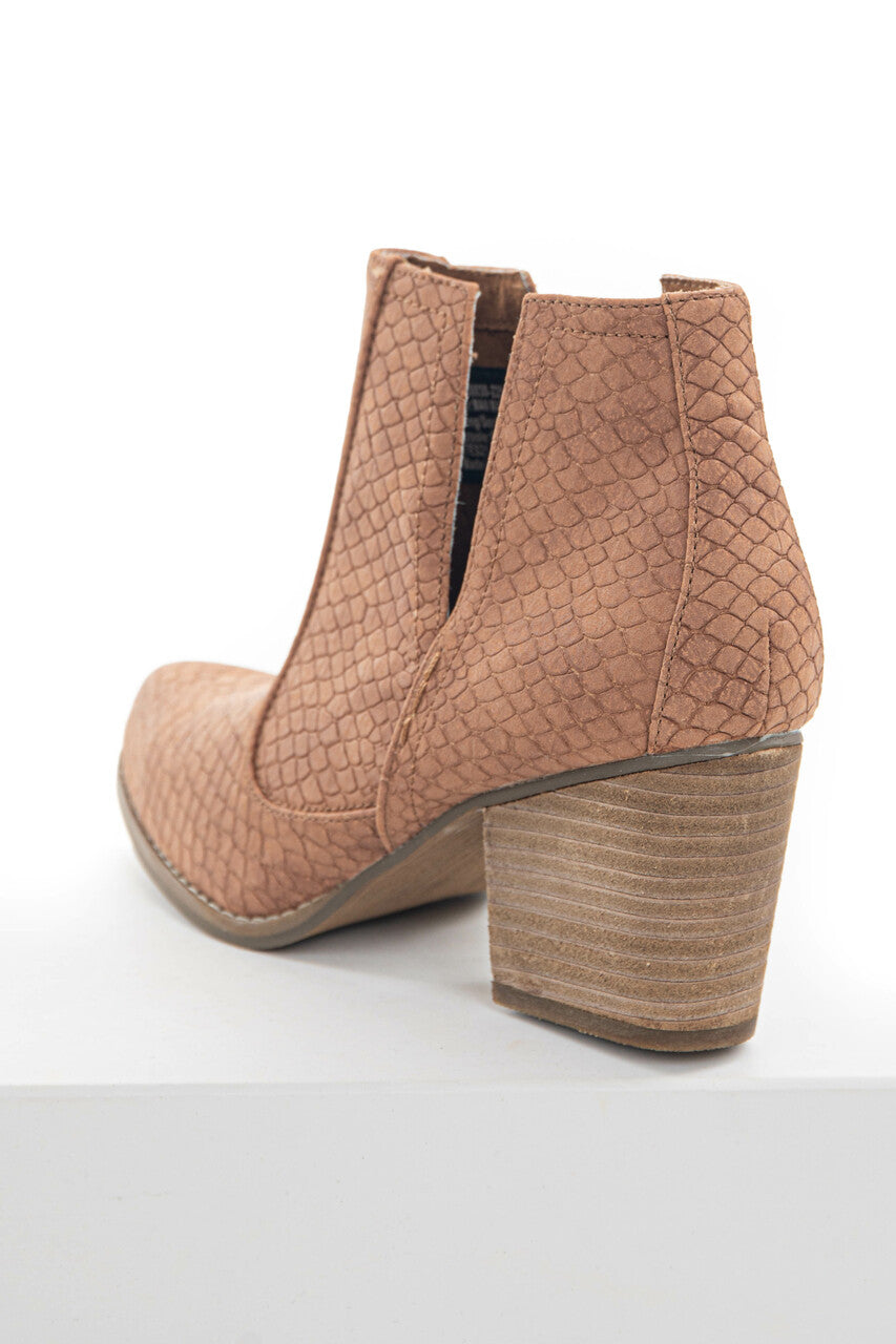 Sienna Snakeskin and Faux Suede Heeled Bootie