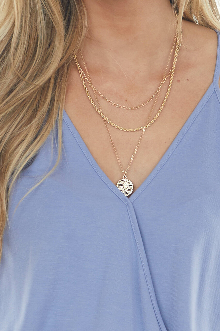 Dusty Blue Elastic Hem Cropped Surplice Cami 