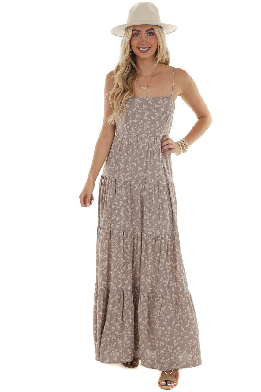 Lavender Ditsy Floral Sleeveless Maxi Dress