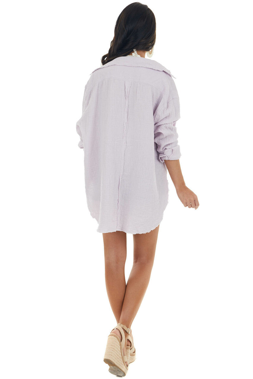 Thistle Button Up Top with Frayed Edges Detail