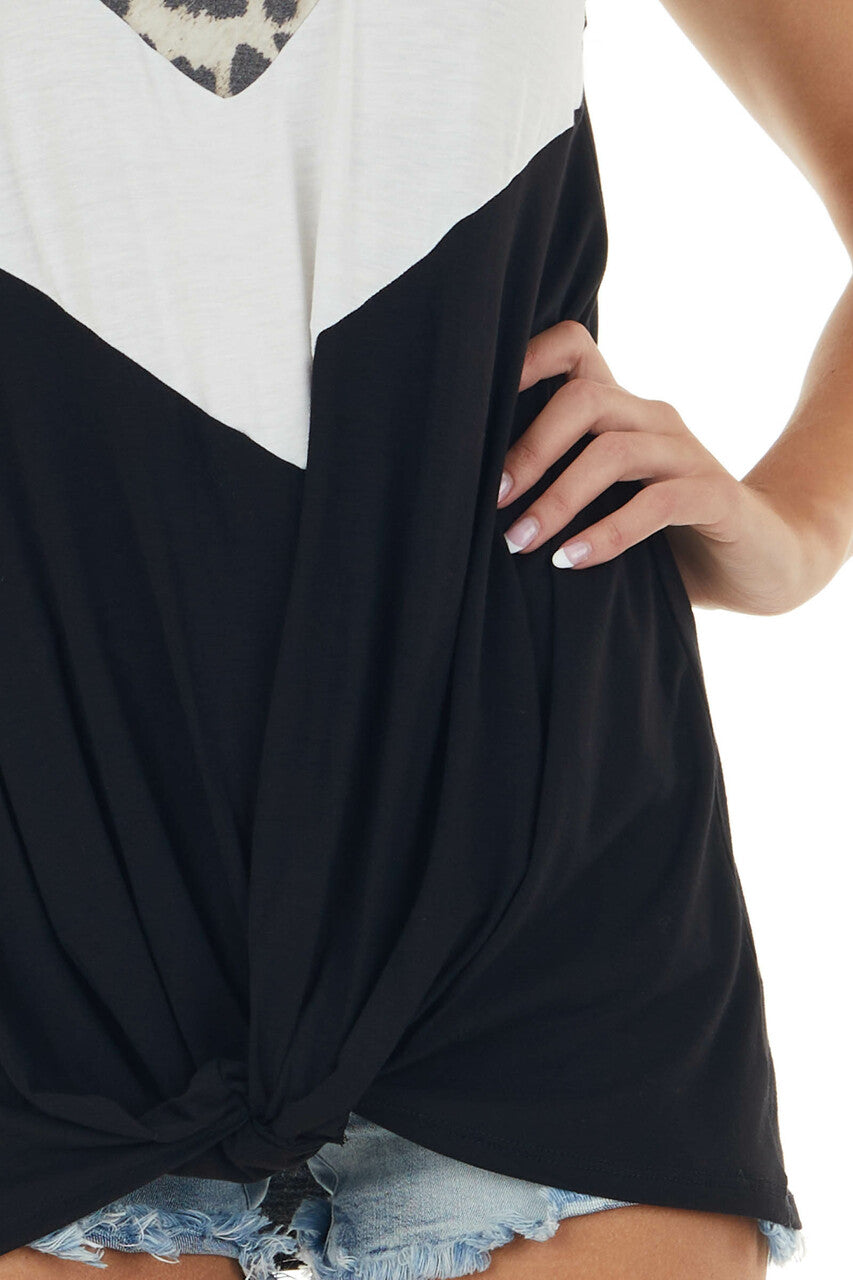 Black Colorblock Sleeveless Stretchy Knit Top