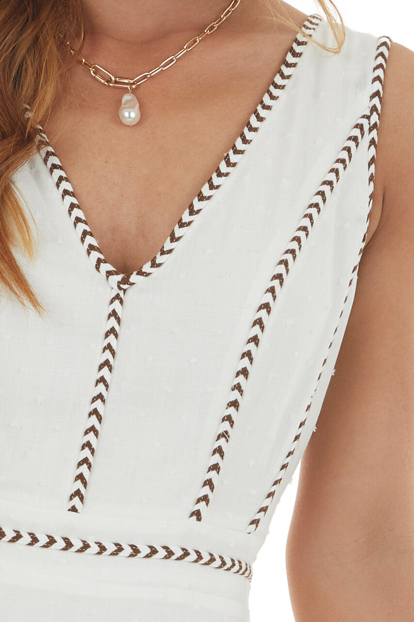 Ivory Swiss Dot Sleeveless Short Woven Dress