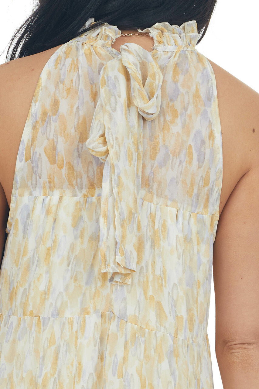 Amber Printed Halter Neck Tiered Midi Dress