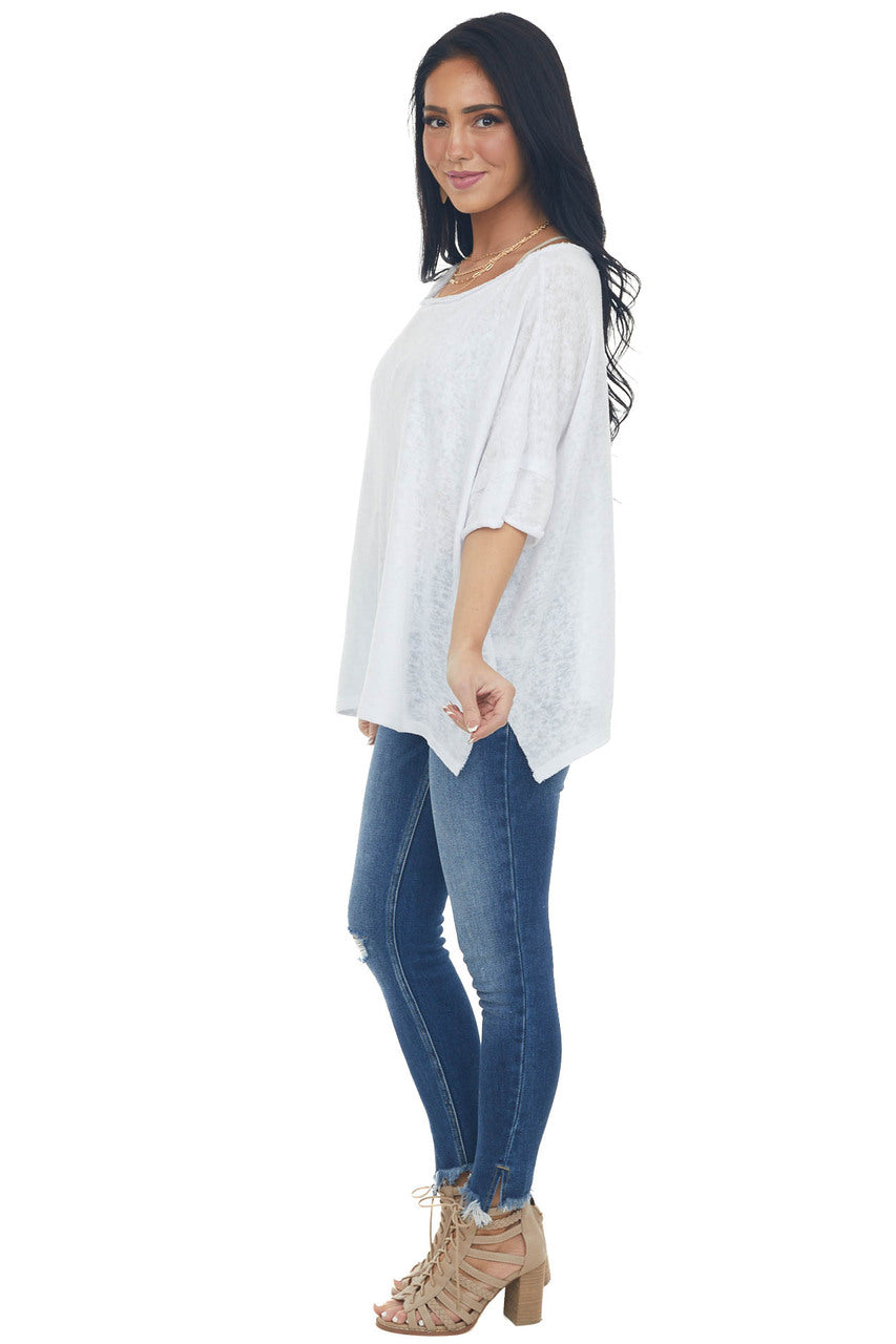 Melange Off White Short Dolman Sleeve Knit Top 