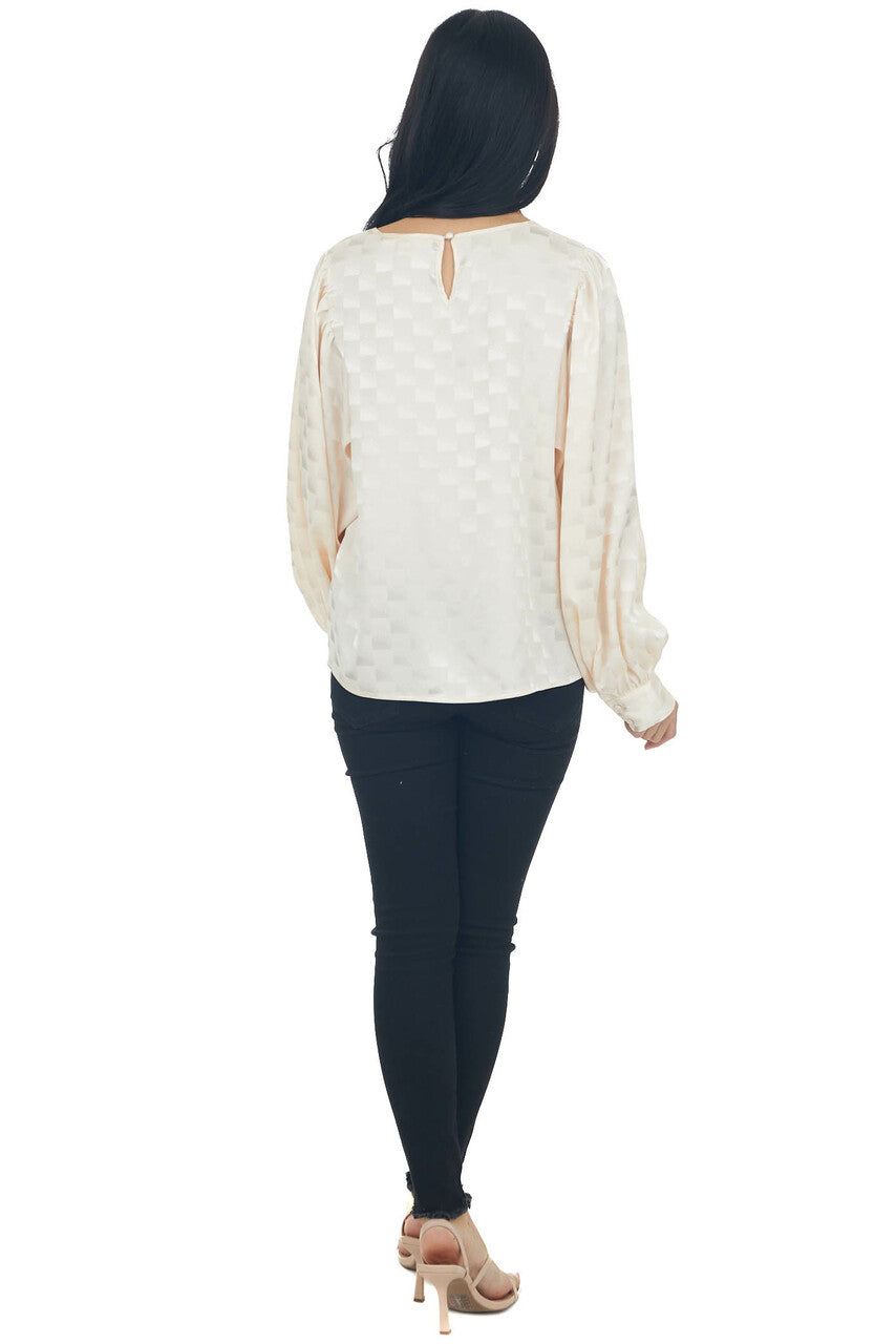 Rich Vanilla Checkered Long Sleeve Blouse