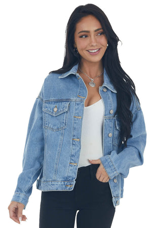 Medium Oversized Denim Jacket with Pockets