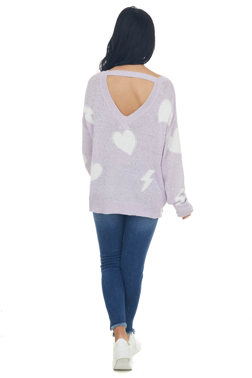 Lavender Heart and Lightning Light Sweater 