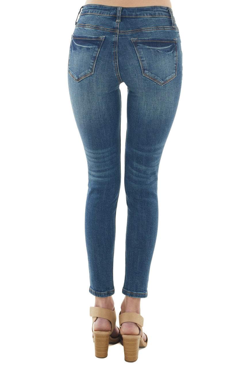 Medium Wash Mid Rise Ankle Skinny Jeans