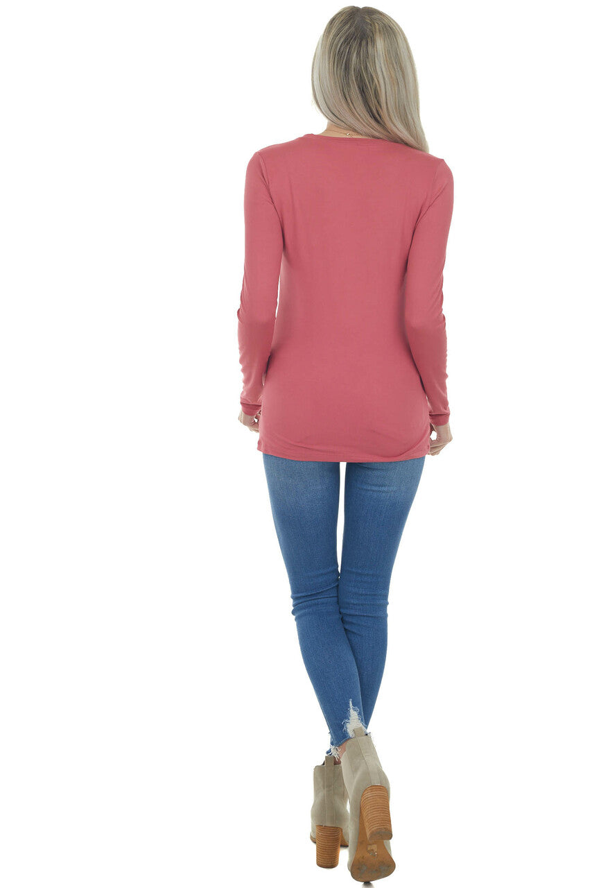 Punch Solid Soft Knit Top with Long Sleeves 