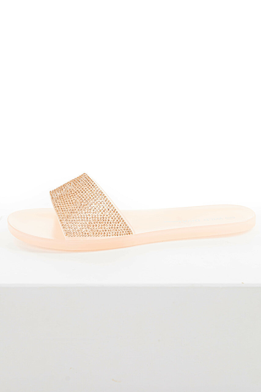 Peach Jelly Sandal with Rose Gold Rhinestones