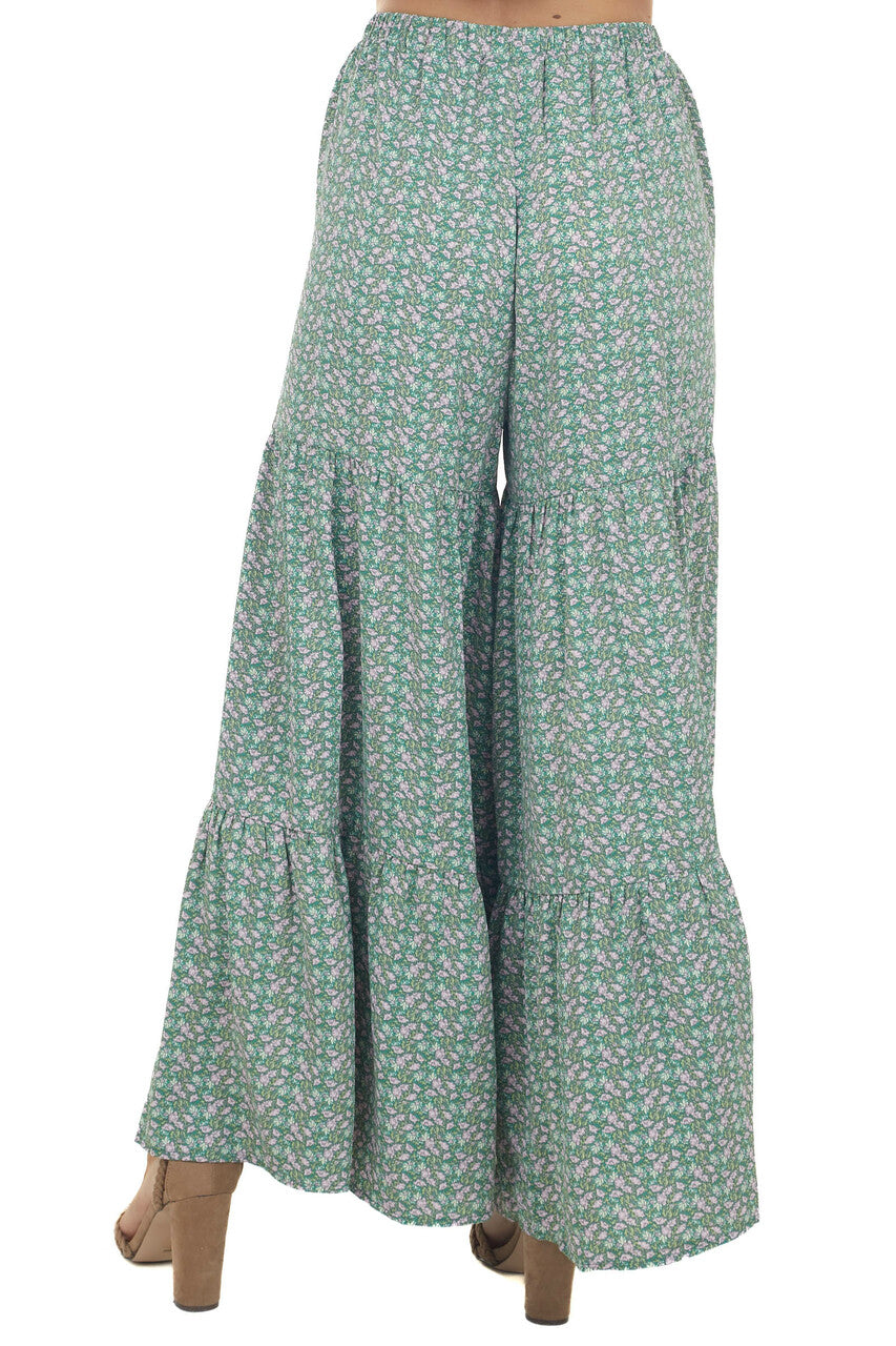 Jade Ditsy Floral Tiered Woven Wide Leg Pants