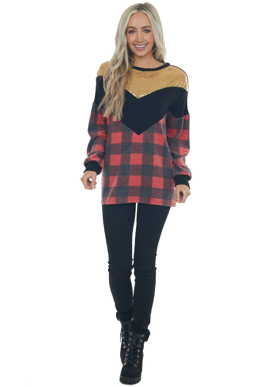 Black Chevron Colorblock Dolman Sleeve Top