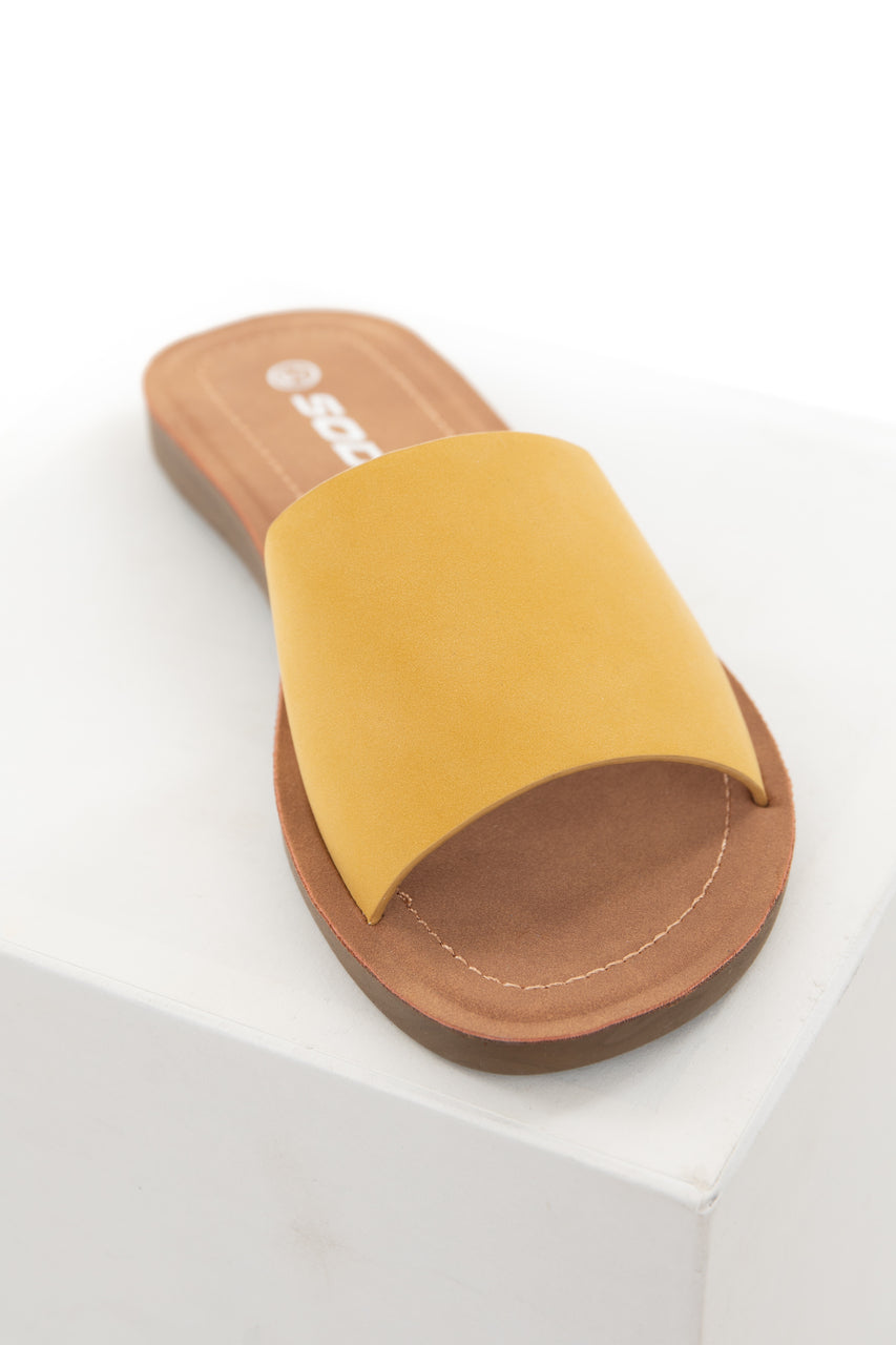 Amber Faux Leather Slip On Style Sandal