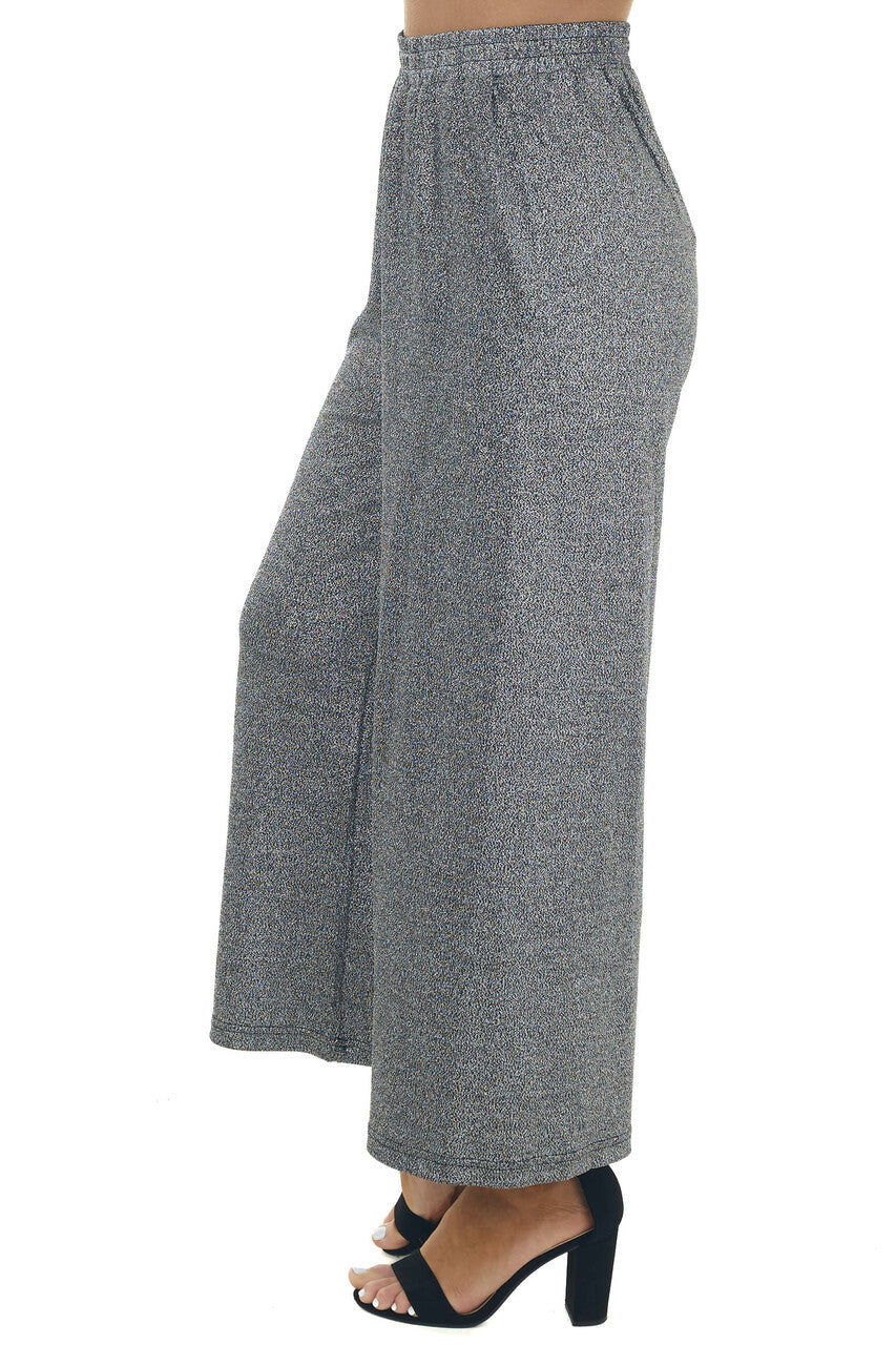 Black and Silver Stretchy Flowy Capri Pants