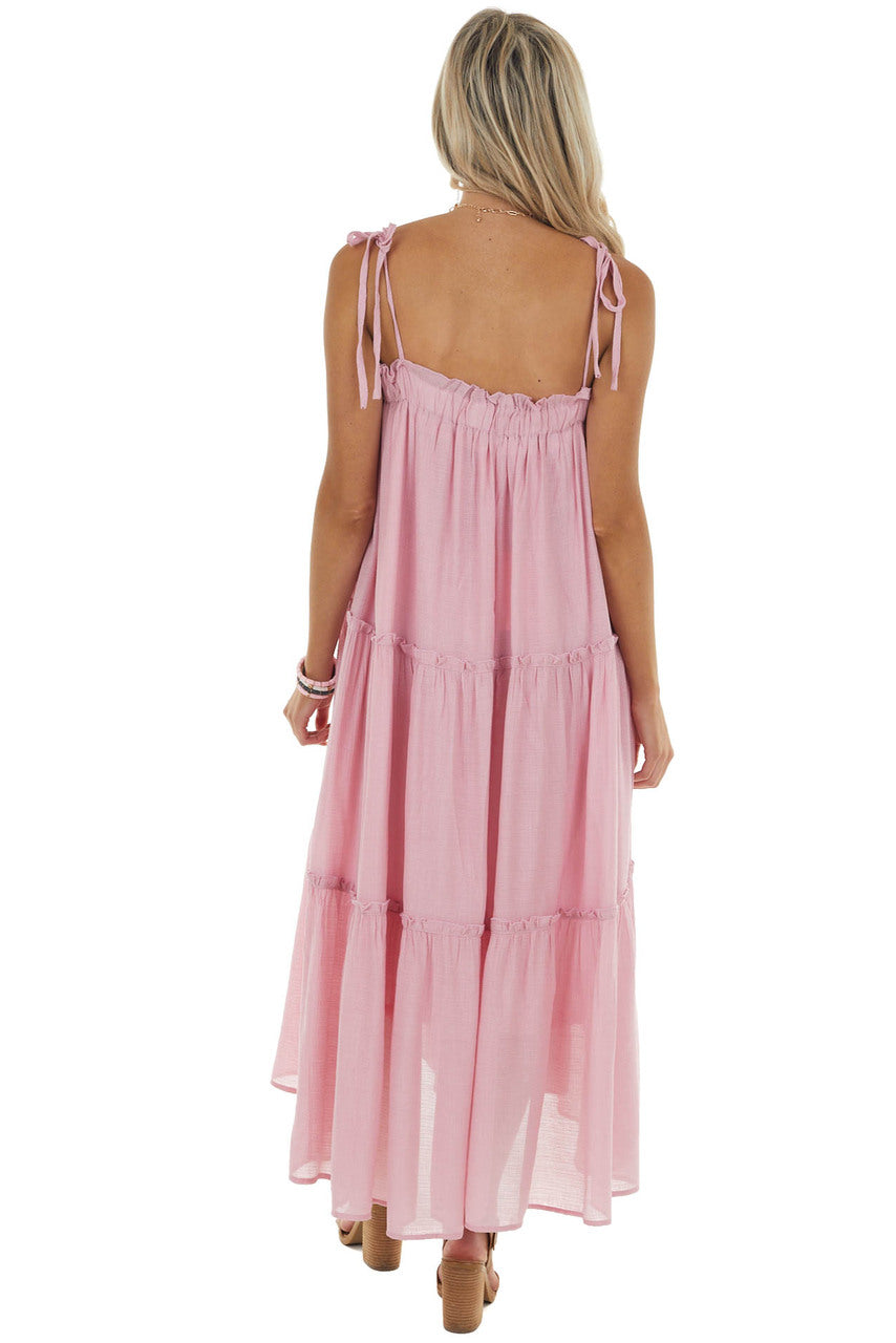 Cherry Blossom Sleeveless Midi Dress with Tiered Details