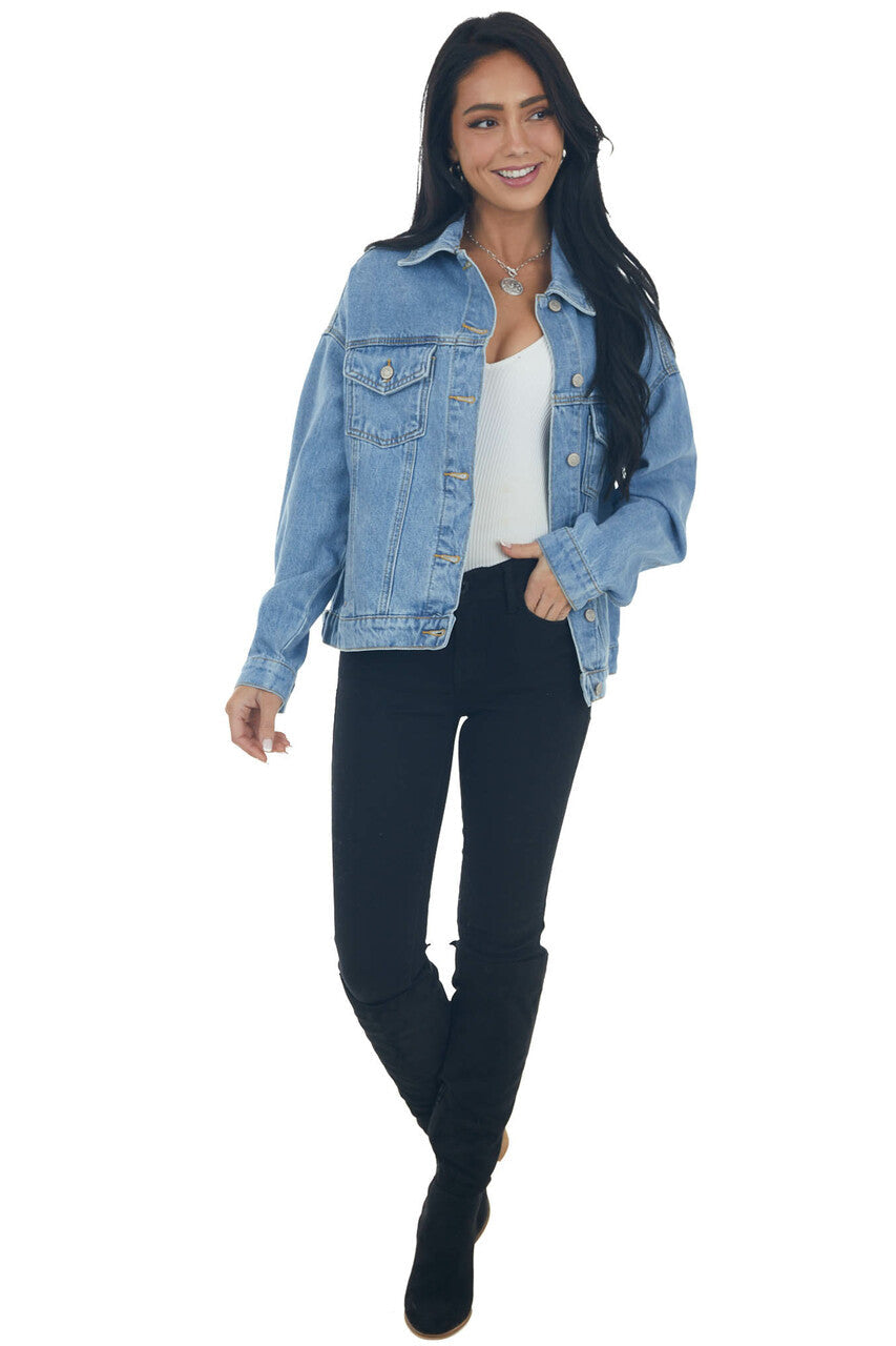 Medium Oversized Denim Jacket with Pockets