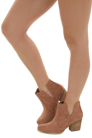 Sienna Snakeskin and Faux Suede Heeled Bootie